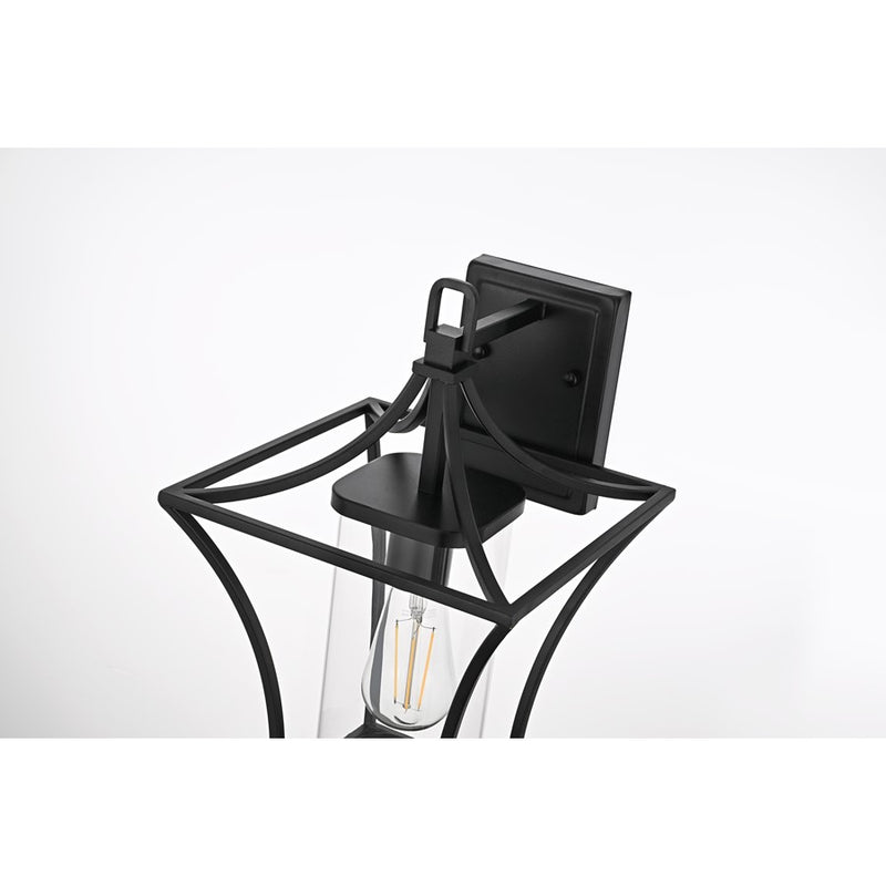 Elegant Lighting Belgrade 1Lt 9.5" Outdoor Wall Sconce, Black/Clear