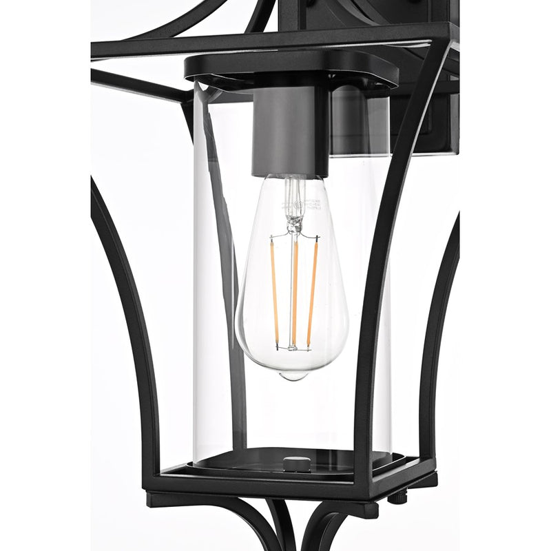 Elegant Lighting Belgrade 1Lt 9.5" Outdoor Wall Sconce, Black/Clear