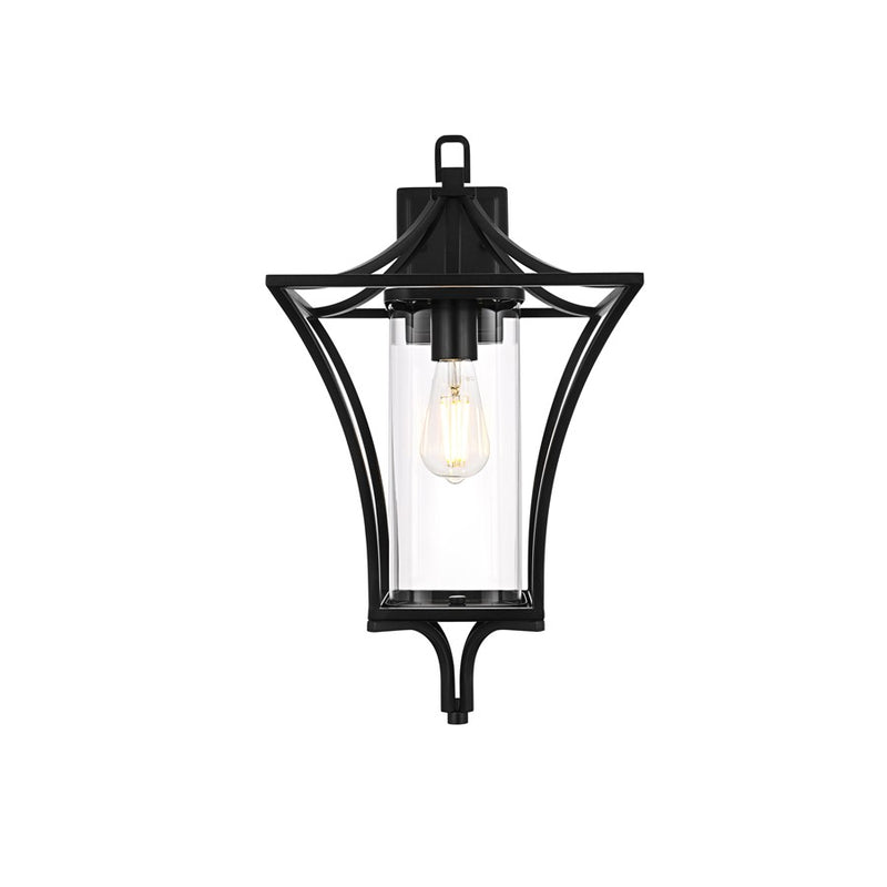 Elegant Lighting Belgrade 1Lt 12" Outdoor Wall Sconce, Black/Clear