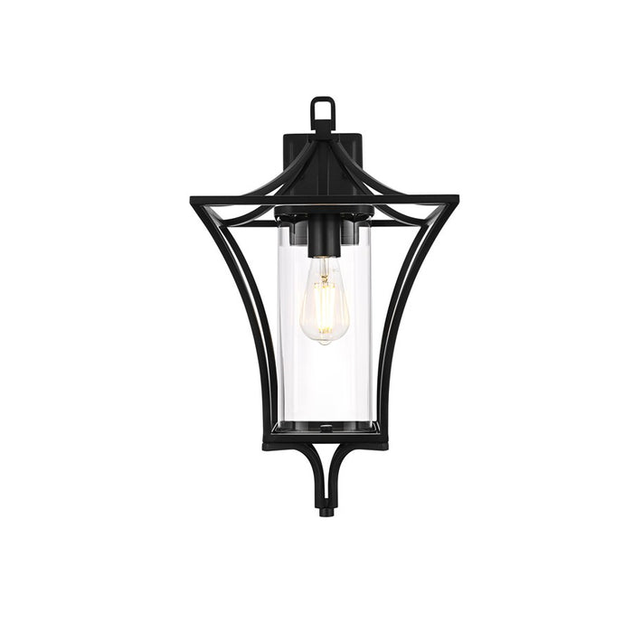 Elegant Lighting Belgrade 1Lt 12" Outdoor Wall sconce, Black/Clear - OD311W21BK