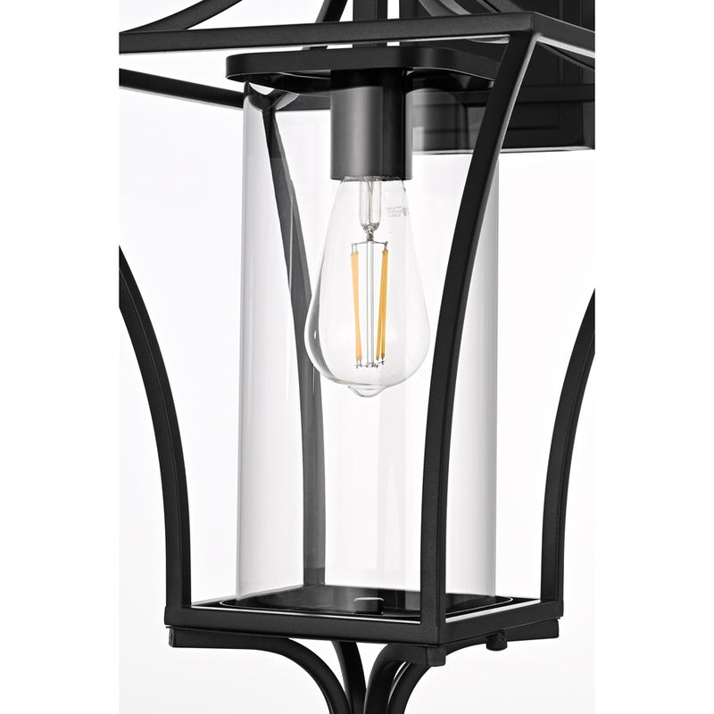 Elegant Lighting Belgrade 1Lt 12" Outdoor Wall Sconce, Black/Clear