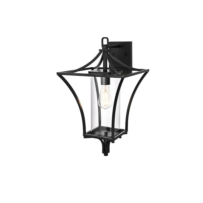 Elegant Lighting Belgrade 1Lt 12" Outdoor Wall Sconce, Black/Clear