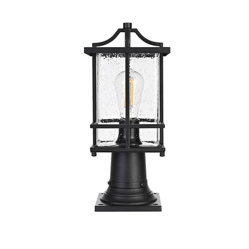 Elegant Lighting Miller 1 Light Outdoor Post Light, Black/Clear