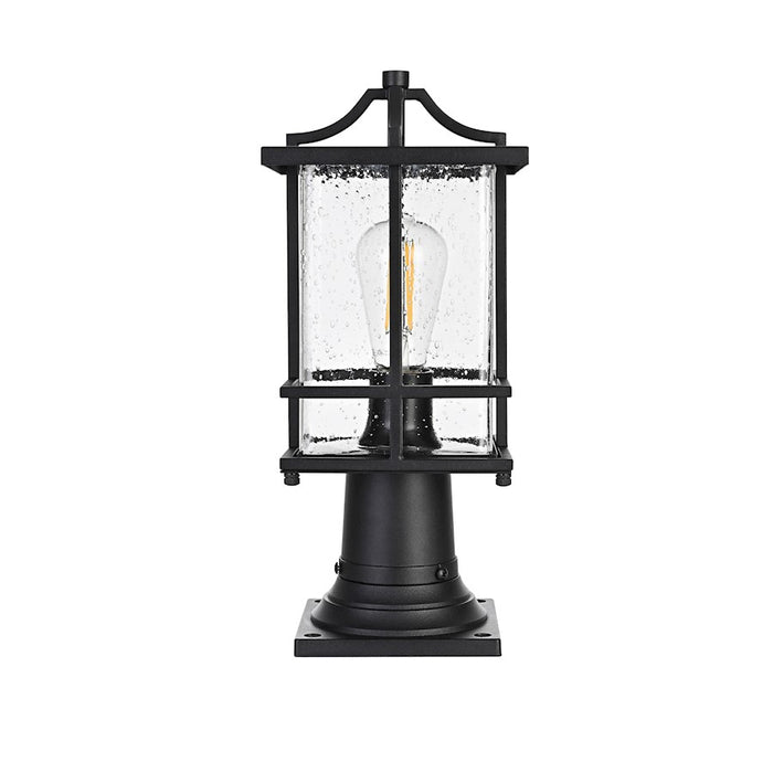 Elegant Lighting Miller 1 Light Outdoor Post Light, Black/Clear