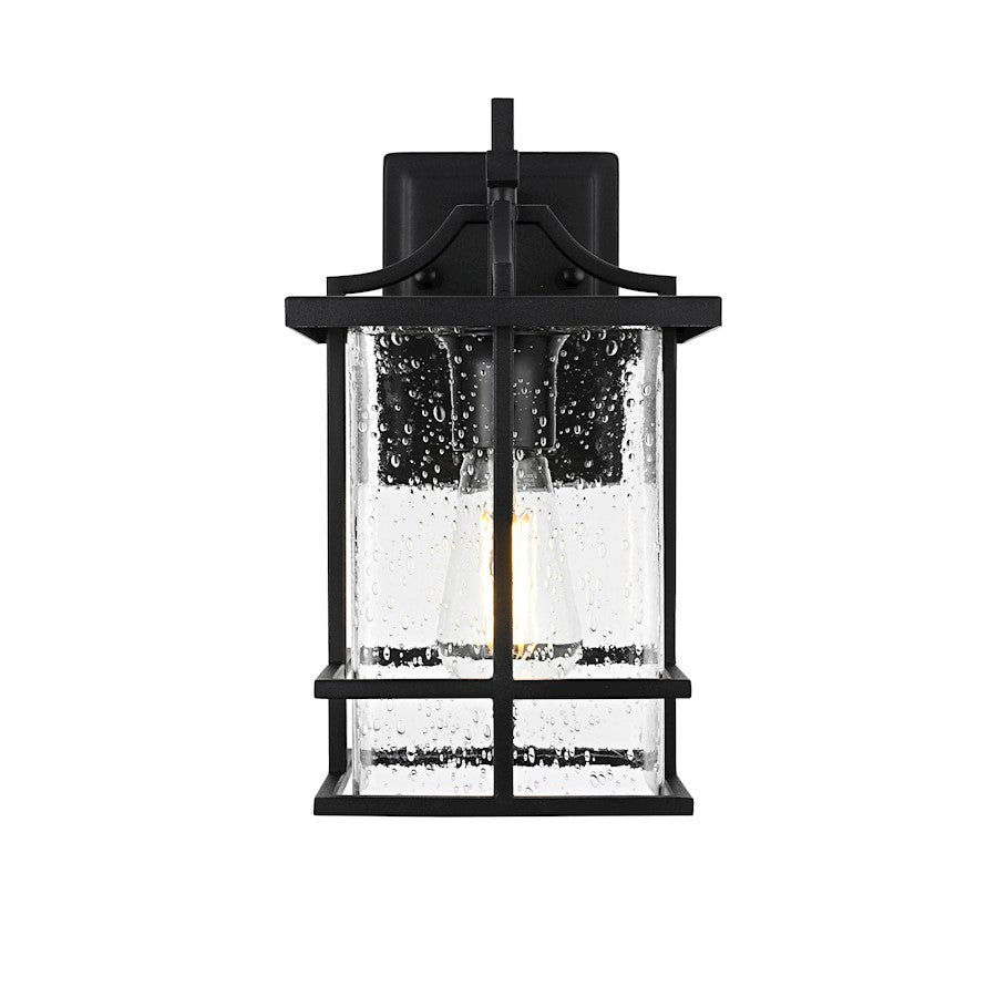 Elegant Lighting Miller 1 Light Outdoor Sconce, Black/Clear