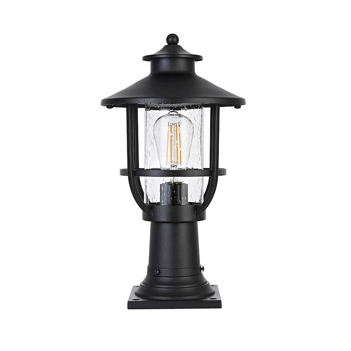 Elegant Lighting Janney 1 Light Outdoor Post Light, Black/Clear