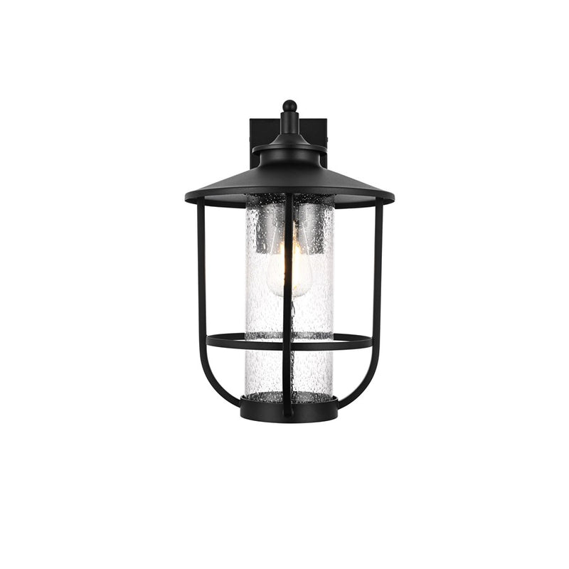Elegant Lighting Janney 1 Light 11" Outdoor Sconce, Black/Clear