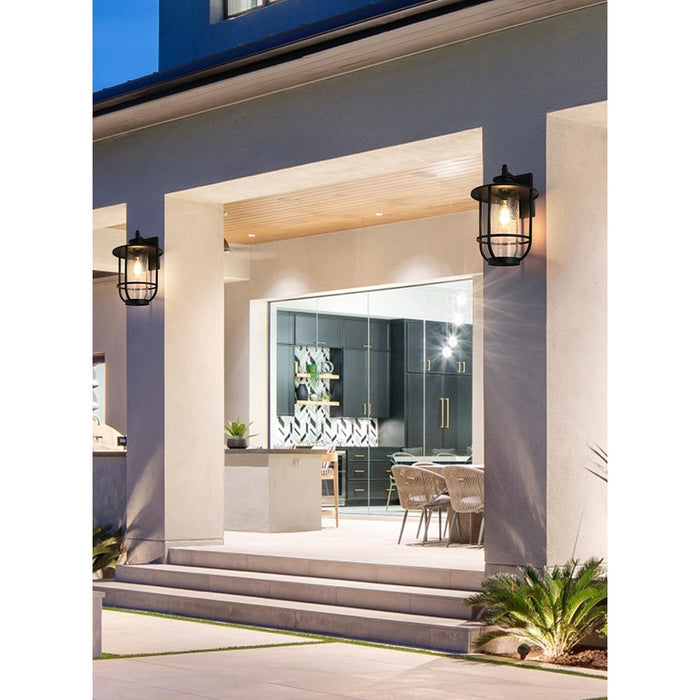 Elegant Lighting Janney 1 Light 11" Outdoor Sconce, Black/Clear