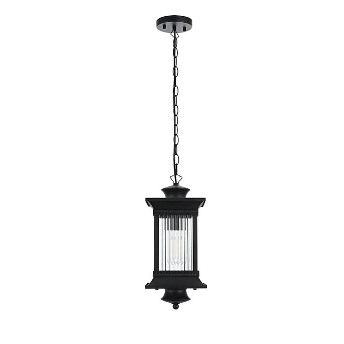 Elegant Lighting Collins 1 Light Outdoor Pendant, Black