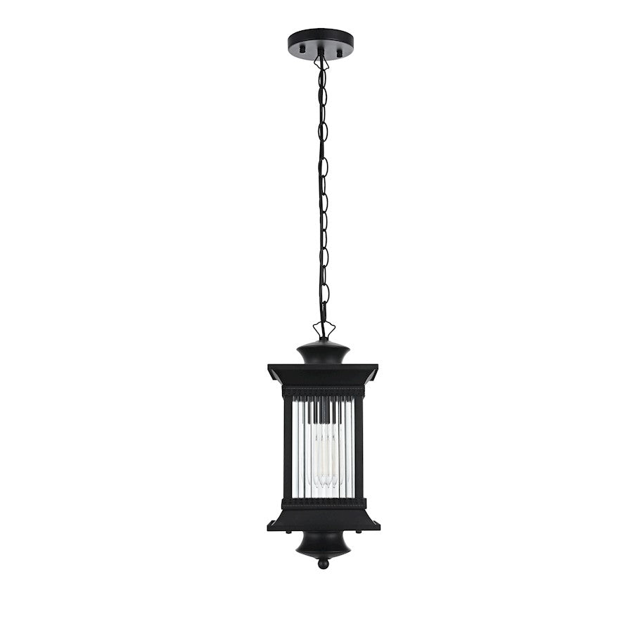 Elegant Lighting Collins 1 Light Outdoor Pendant, Black