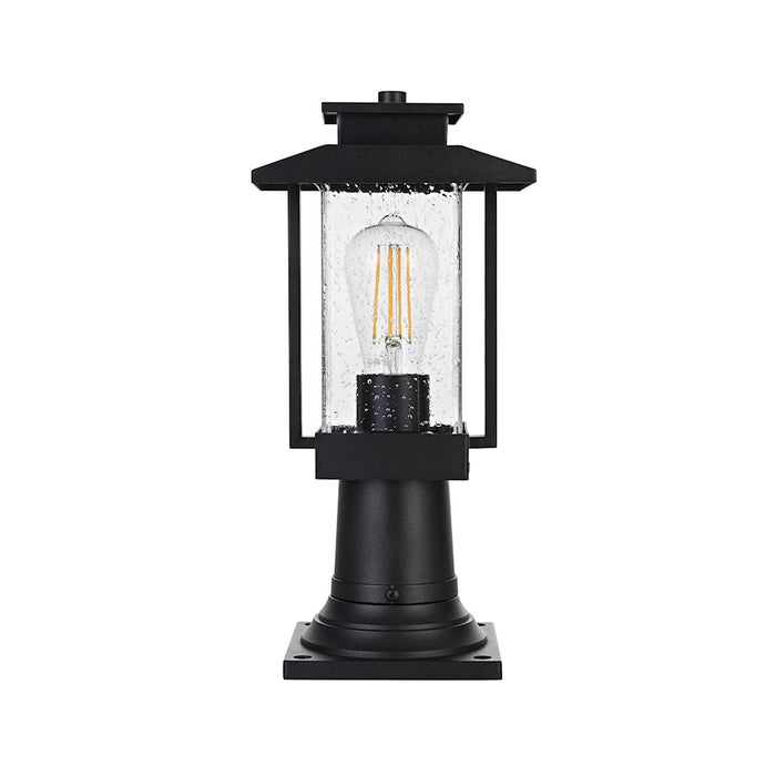 Elegant Lighting Tioga 1 Light Outdoor Post Light, Black/Clear