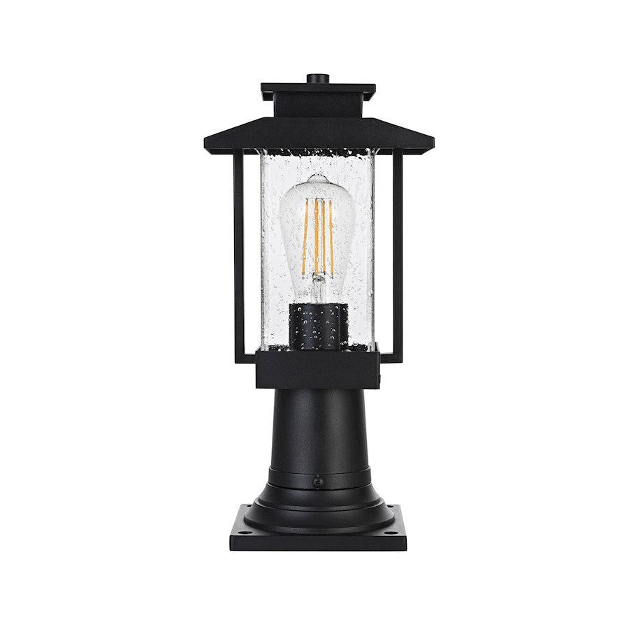 Elegant Lighting Tioga 1 Light Outdoor Post Light, Black/Clear