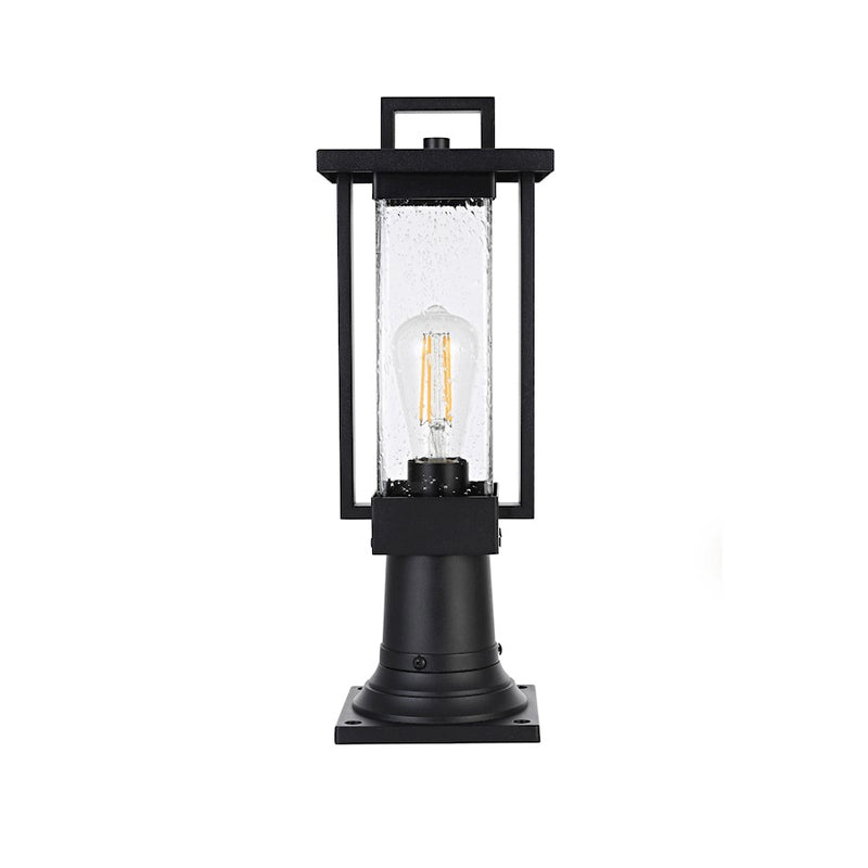 Elegant Lighting Tilton 1 Light Outdoor Post Light, Black/Clear - OD319P18BK