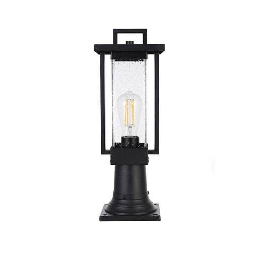 Elegant Lighting Tilton 1 Light Outdoor Post Light, Black/Clear - OD319P18BK