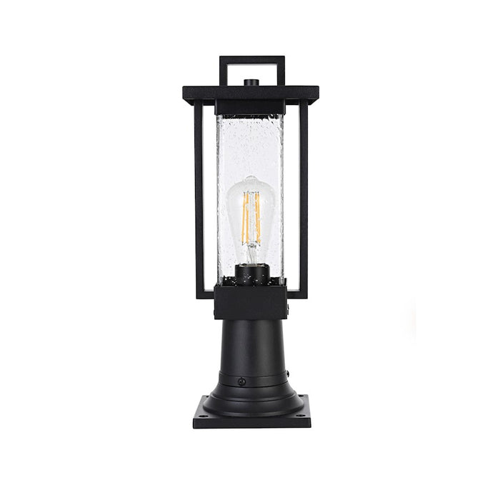 Elegant Lighting Tilton 1 Light Outdoor Post Light, Black/Clear - OD319P18BK
