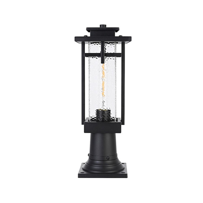 Elegant Lighting Cambria 1 Light Outdoor Post Light, Black/Clear - OD320P17BK