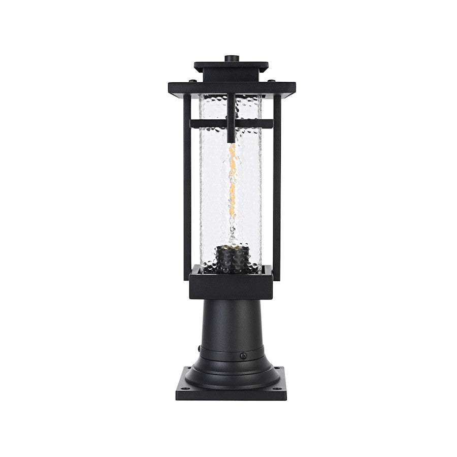 Elegant Lighting Cambria 1 Light Outdoor Post Light, Black/Clear - OD320P17BK