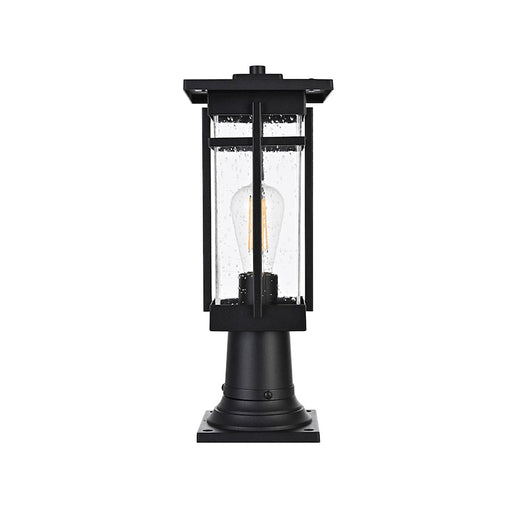Elegant Lighting Livingston 1 Light Outdoor Post Light, Black/Clear - OD321P17BK