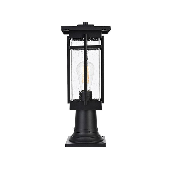 Elegant Lighting Livingston 1 Light Outdoor Post Light, Black/Clear - OD321P17BK