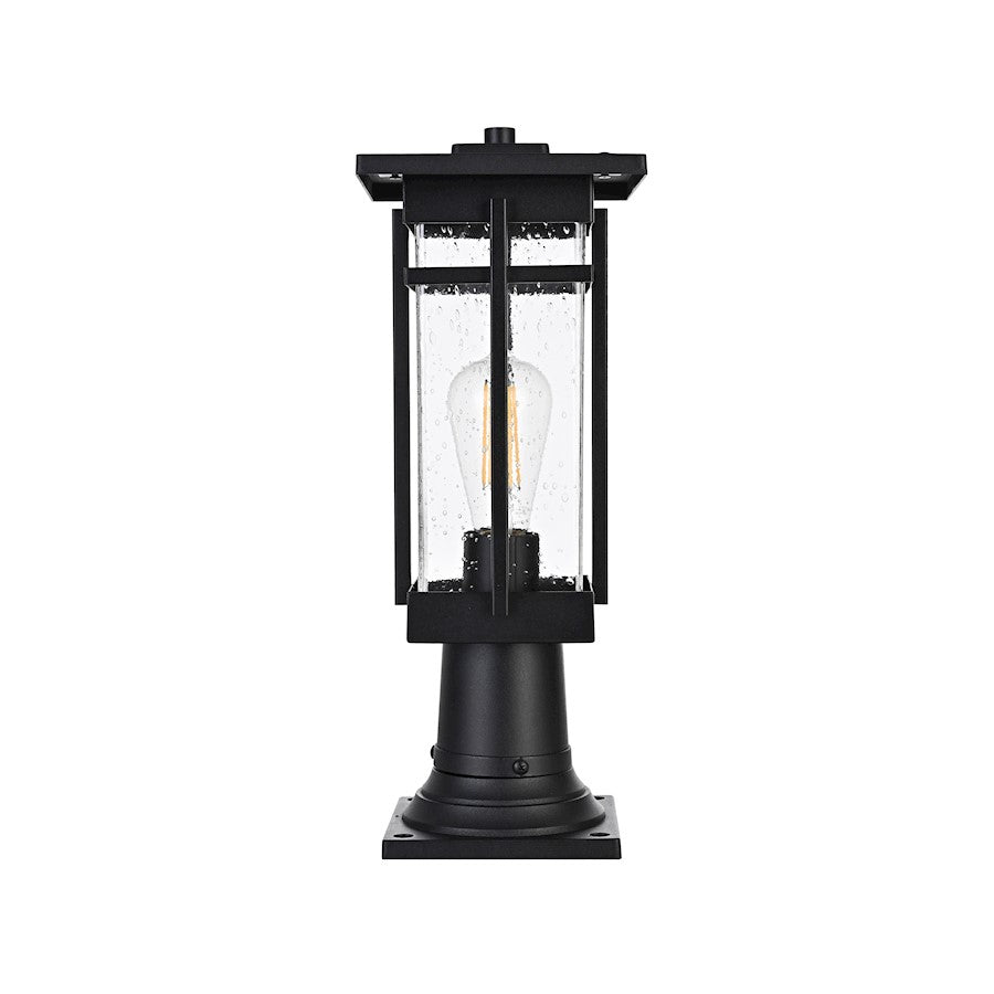 Elegant Lighting Livingston 1 Light Outdoor Post Light, Black/Clear - OD321P17BK