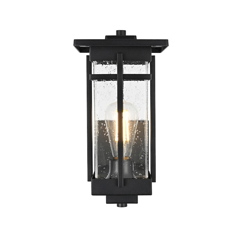 Elegant Lighting Livingston 1 Light Outdoor Sconce, Black/Clear - OD321W13BK