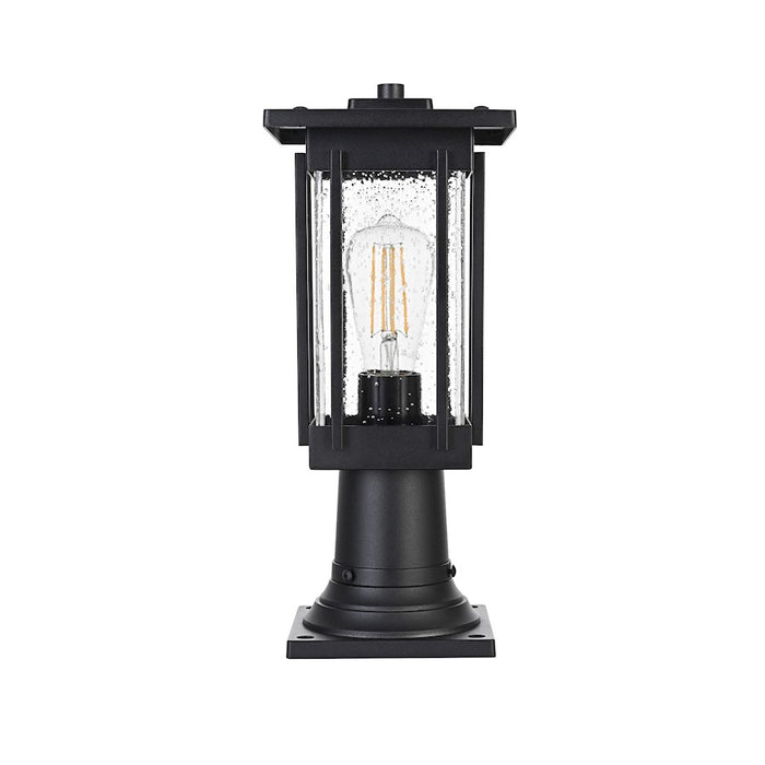 Elegant Lighting Melvale 1 Light Outdoor Post Light, Black/Clear - OD322P16BK