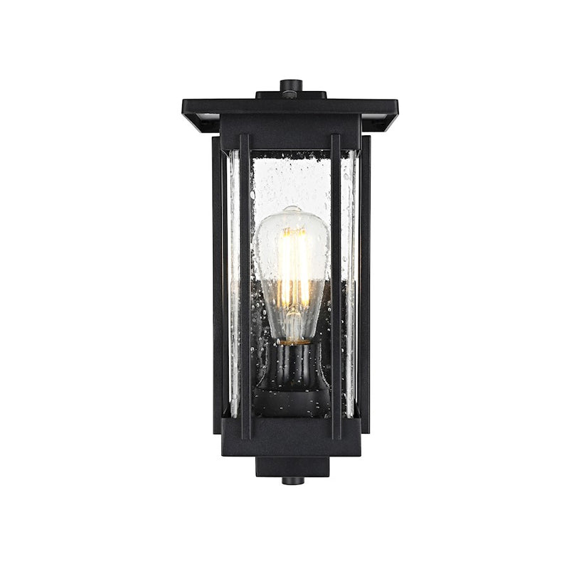 Elegant Lighting Melvale 1 Light Outdoor Sconce, Black/Clear - OD322W13BK