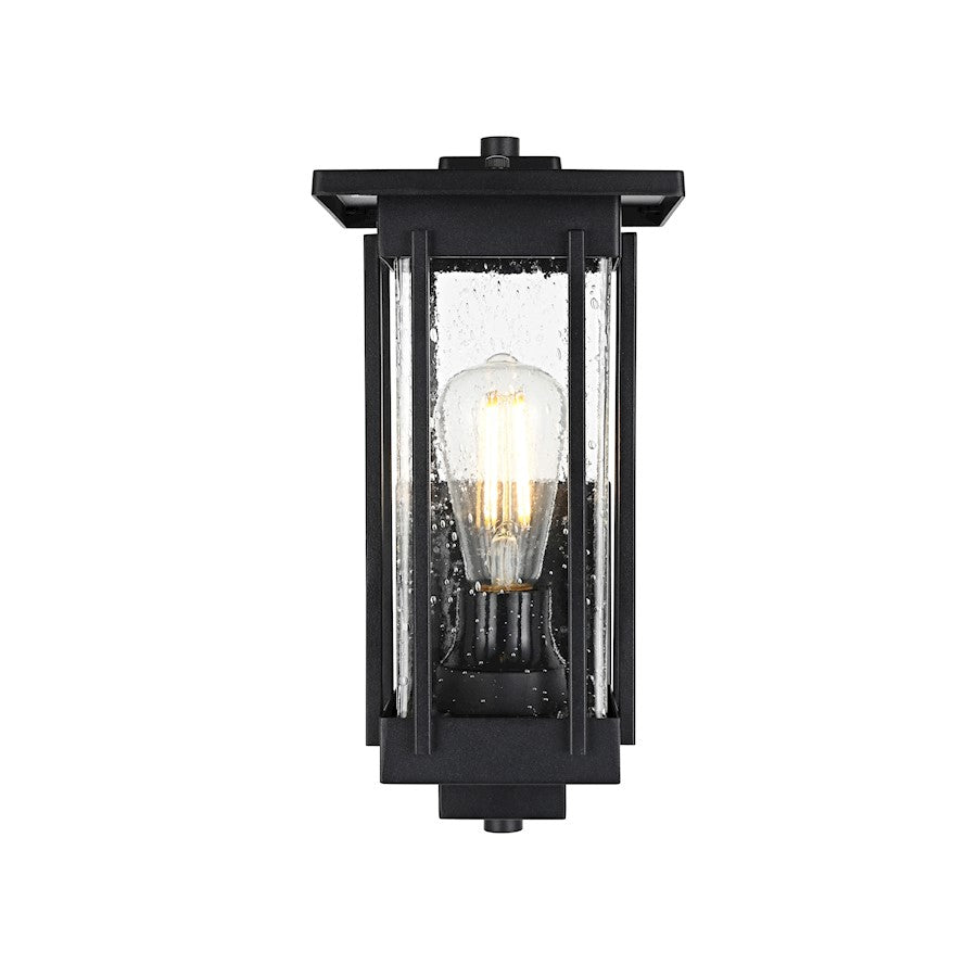 Elegant Lighting Melvale 1 Light Outdoor Sconce, Black/Clear - OD322W13BK