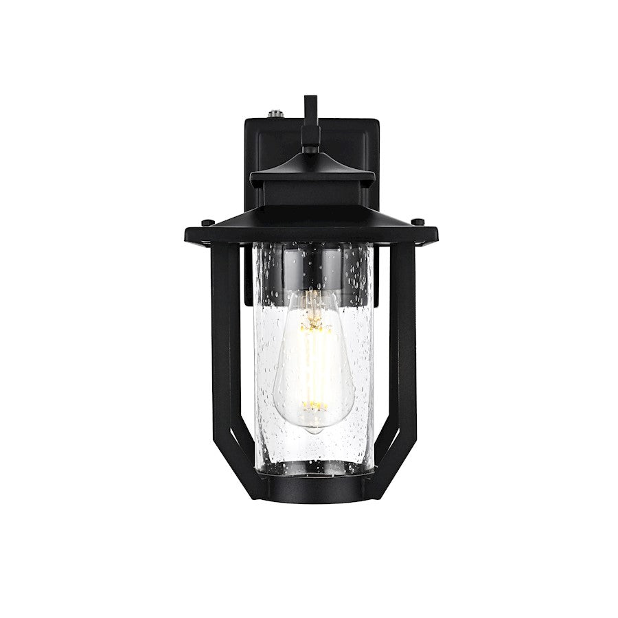 Elegant Lighting Sepviva 1 Light Outdoor Sconce, Black/Clear - OD323W13BK