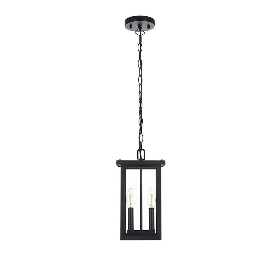 Elegant Lighting Venango 2 Light Outdoor Pendant, Black - OD324H14BK