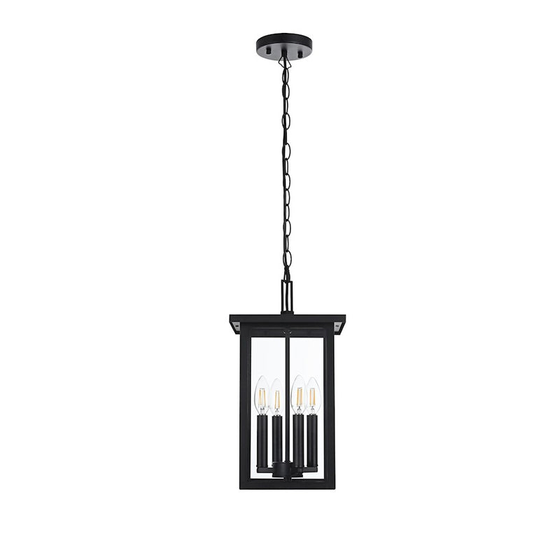 Elegant Lighting Sheridan 4 Light Outdoor Pendant, Black - OD324H16BK
