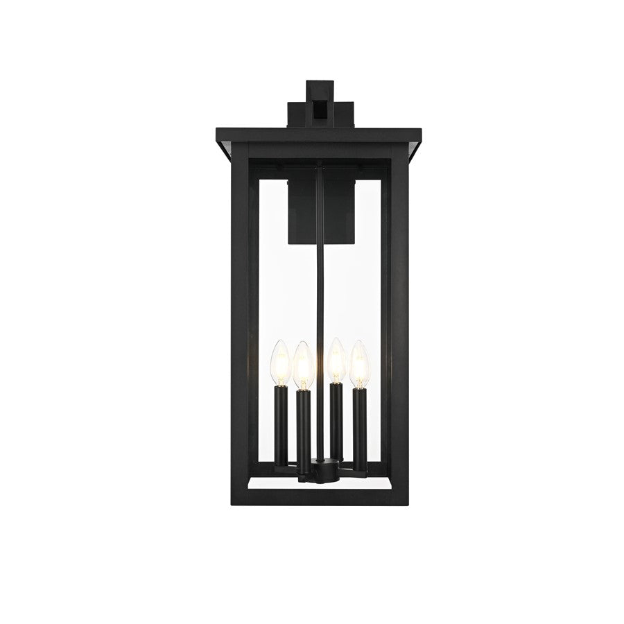 Elegant Lighting Venango 4 Light 12" Outdoor Wall sconce, Black - OD324W26BK