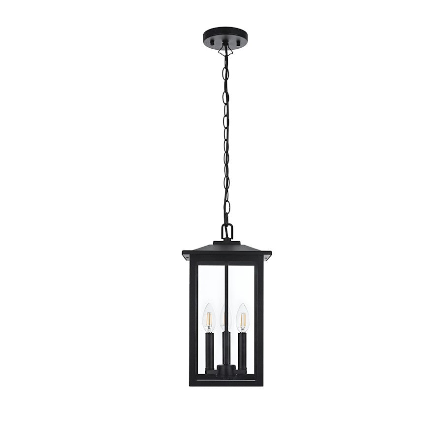 Elegant Lighting Carlisle 3 Light Outdoor Pendant, Black - OD325H17BK