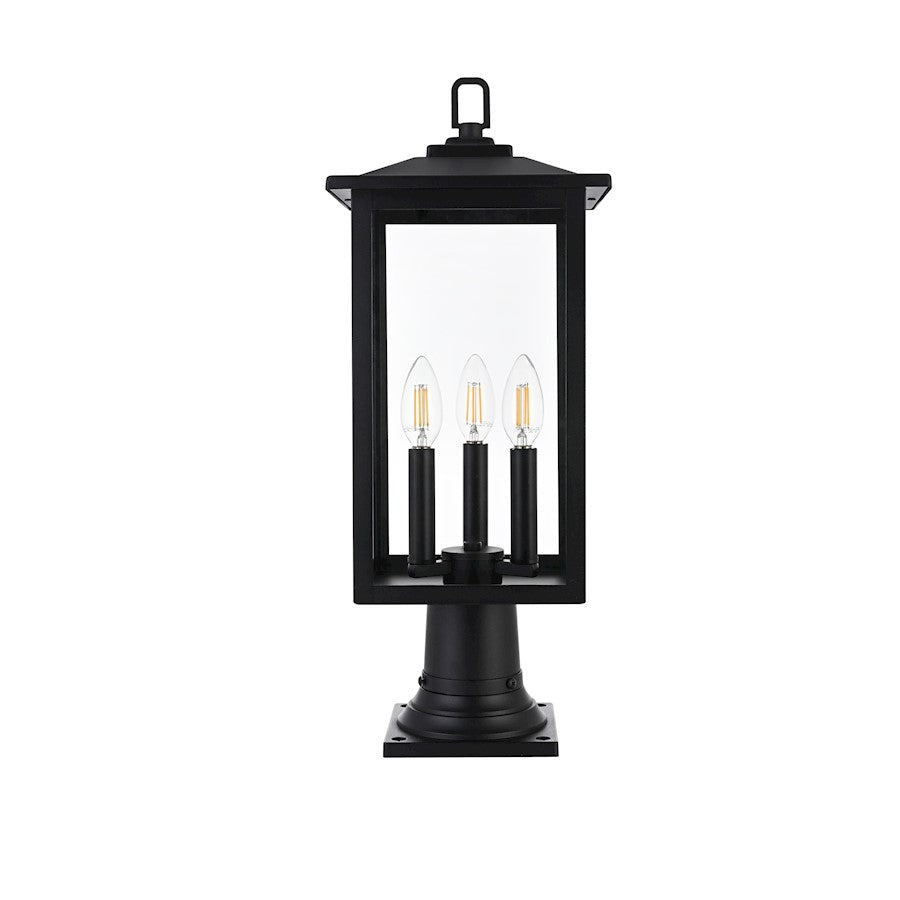 Elegant Lighting Carlisle 3 Light Outdoor Post Light, Black - OD325P22BK