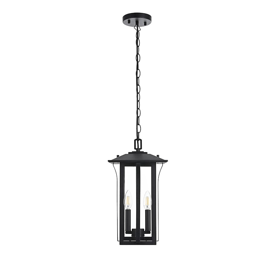 Elegant Lighting Thayer 2 Light Outdoor Pendant, Black - OD327H17BK