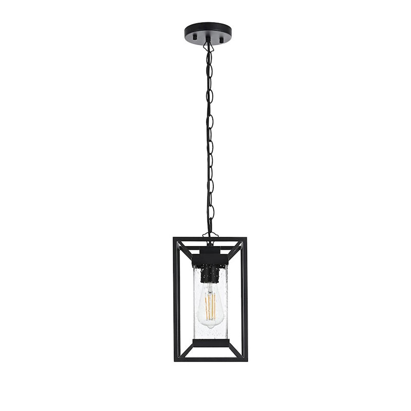 Elegant Lighting Willington 1 Light Outdoor Pendant, Black/Clear - OD329H13BK