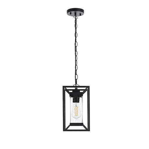 Elegant Lighting Willington 1 Light Outdoor Pendant, Black/Clear - OD329H13BK