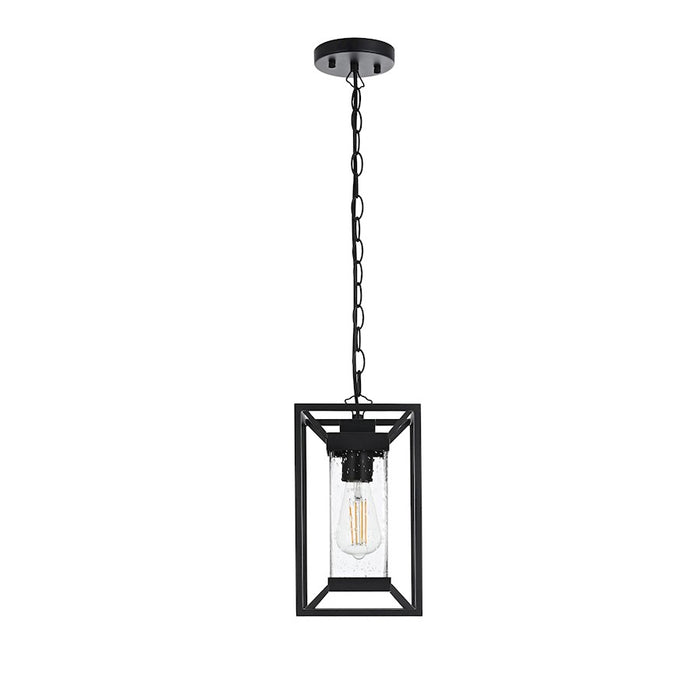 Elegant Lighting Willington 1 Light Outdoor Pendant, Black/Clear - OD329H13BK