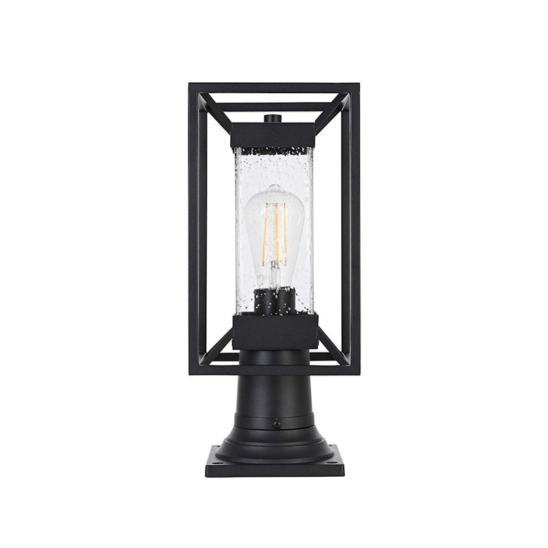 Elegant Lighting Willington 1 Light Outdoor Post Light, Black/Clear - OD329P16BK