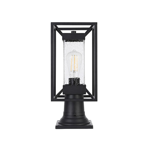 Elegant Lighting Willington 1 Light Outdoor Post Light, Black/Clear - OD329P16BK
