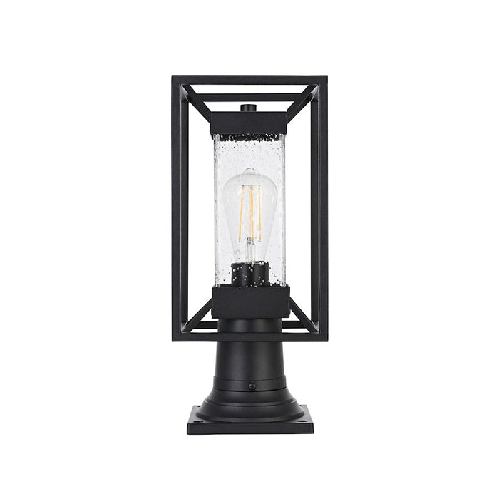 Elegant Lighting Willington 1 Light Outdoor Post Light, Black/Clear - OD329P16BK