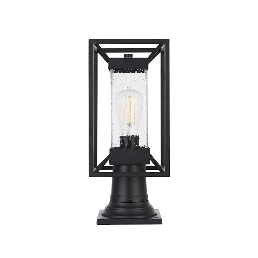 Elegant Lighting Willington 1 Light Outdoor Post Light, Black/Clear - OD329P16BK