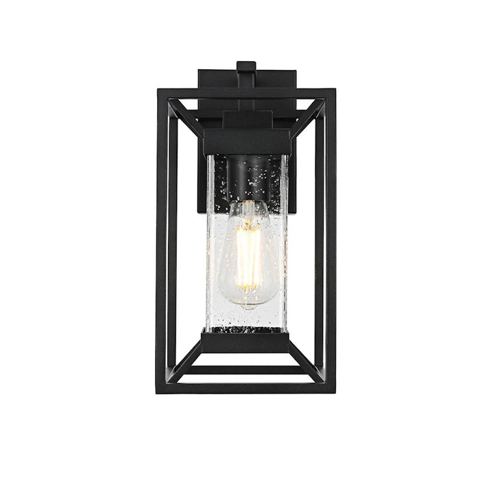 Elegant Lighting Willington 1 Light Outdoor Sconce, Black/Clear - OD329W14BK