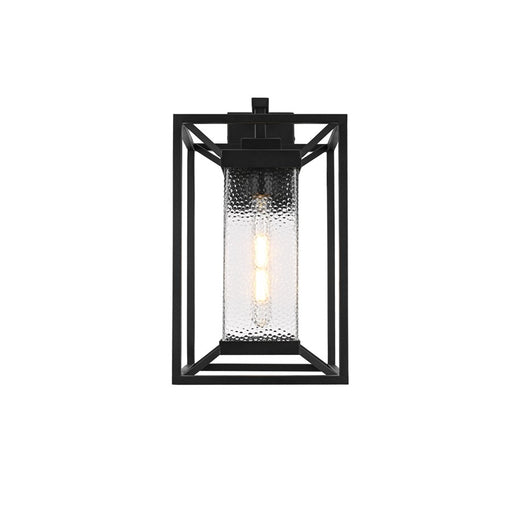 Elegant Lighting Willington 1Lt 9.5" Outdoor Sconce, Black/Clear - OD329W17BK