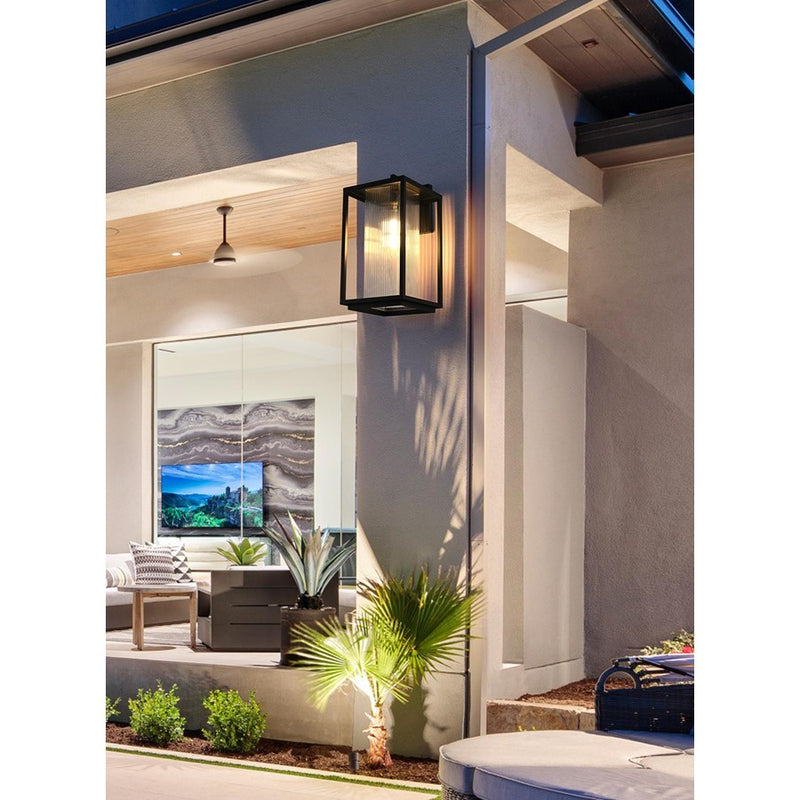 Elegant Lighting Willington 1Lt 9.5" Outdoor Sconce, Black/Clear