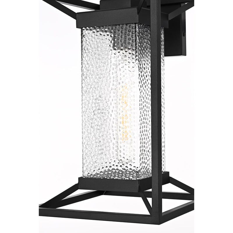 Elegant Lighting Willington 1Lt 9.5" Outdoor Sconce, Black/Clear