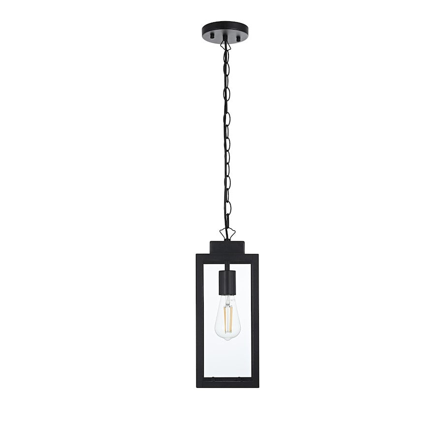 Elegant Lighting Hilton 1 Light Outdoor Pendant, Black - OD330H15BK