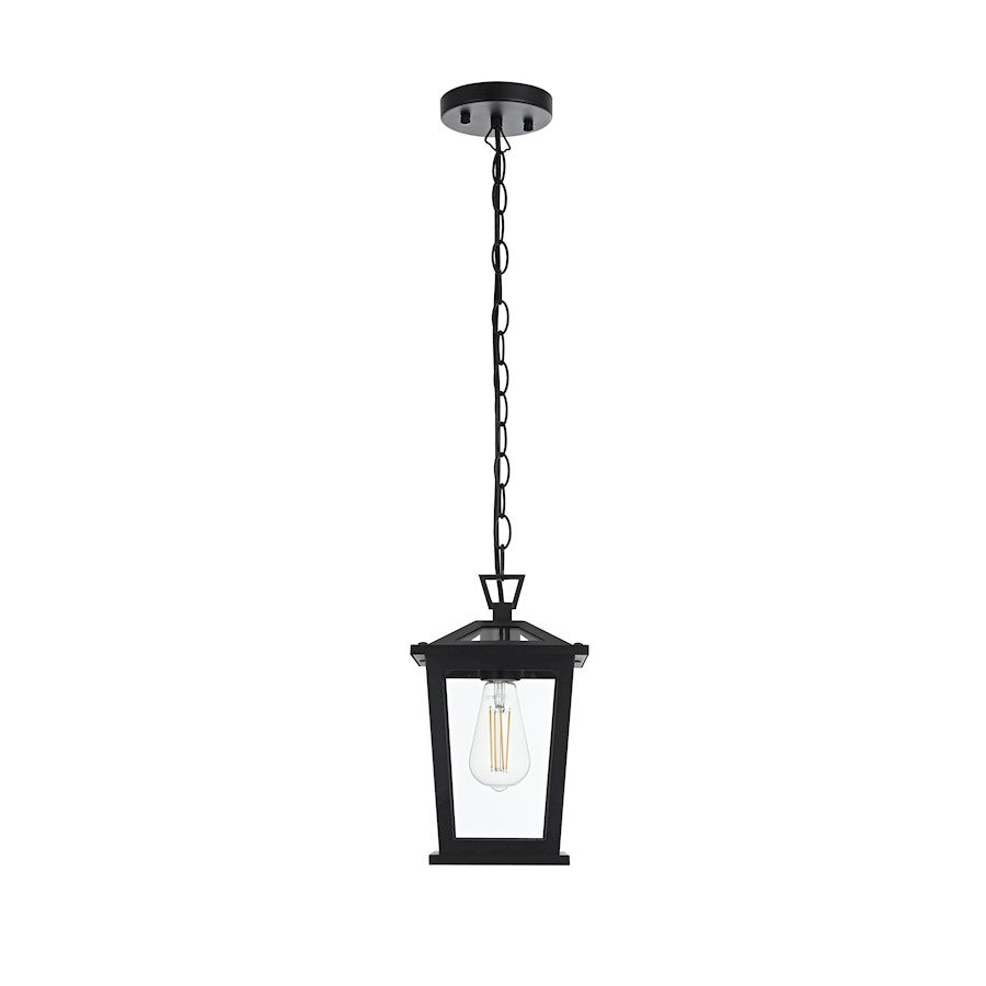 Elegant Lighting Cayman 1 Light Outdoor Pendant, Black - OD332H12BK
