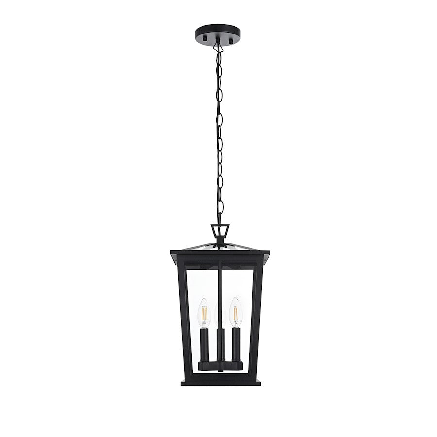 Elegant Lighting Cayman 3 Light Outdoor Pendant, Black - OD332H16BK