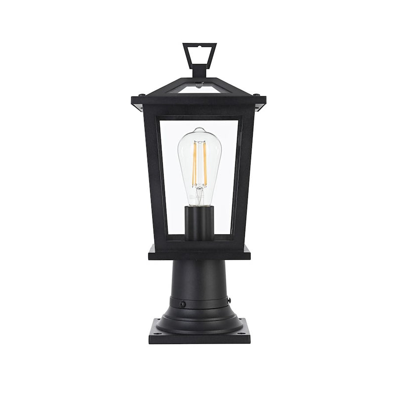 Elegant Lighting Cayman 1 Light Outdoor Post Light, Black - OD332P17BK